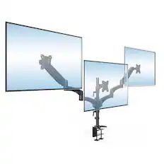 Front. Mount-It! - Triple Monitor Desk Mount with Gas Spring Arms for Monitors up to 32″, Black - Black.