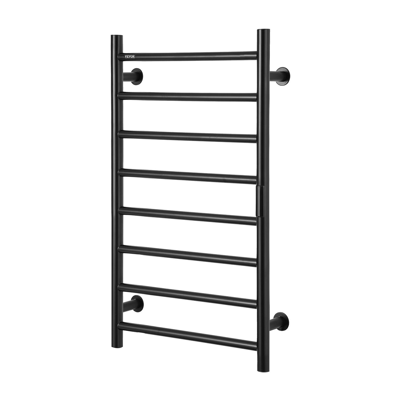 Alt View 5. VEVOR - 8 Bars Towel Warmer Rack, Wall Mounted Heated Towel Rack for Bathroom, IPX5 Waterpoof Towel Heater Rack - Black.