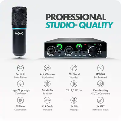 MOVO PodKit2AH Podcast Equipment Bundle for 2 Condenser Microphone Kit with USB Audio Interface for Computers PodKit2AH - Best Buy MOVO PodKit2AH Podcast Equipment Bundle for 2 Condenser Microphone Kit with USB Audio Interface for Computers PodKit2AH - Best Buy