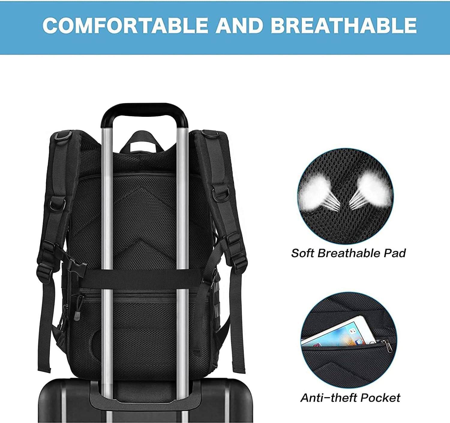 COMFORTABLE AND BREATHABLE

Soft Breathable Pad

Anti-theft Pocket