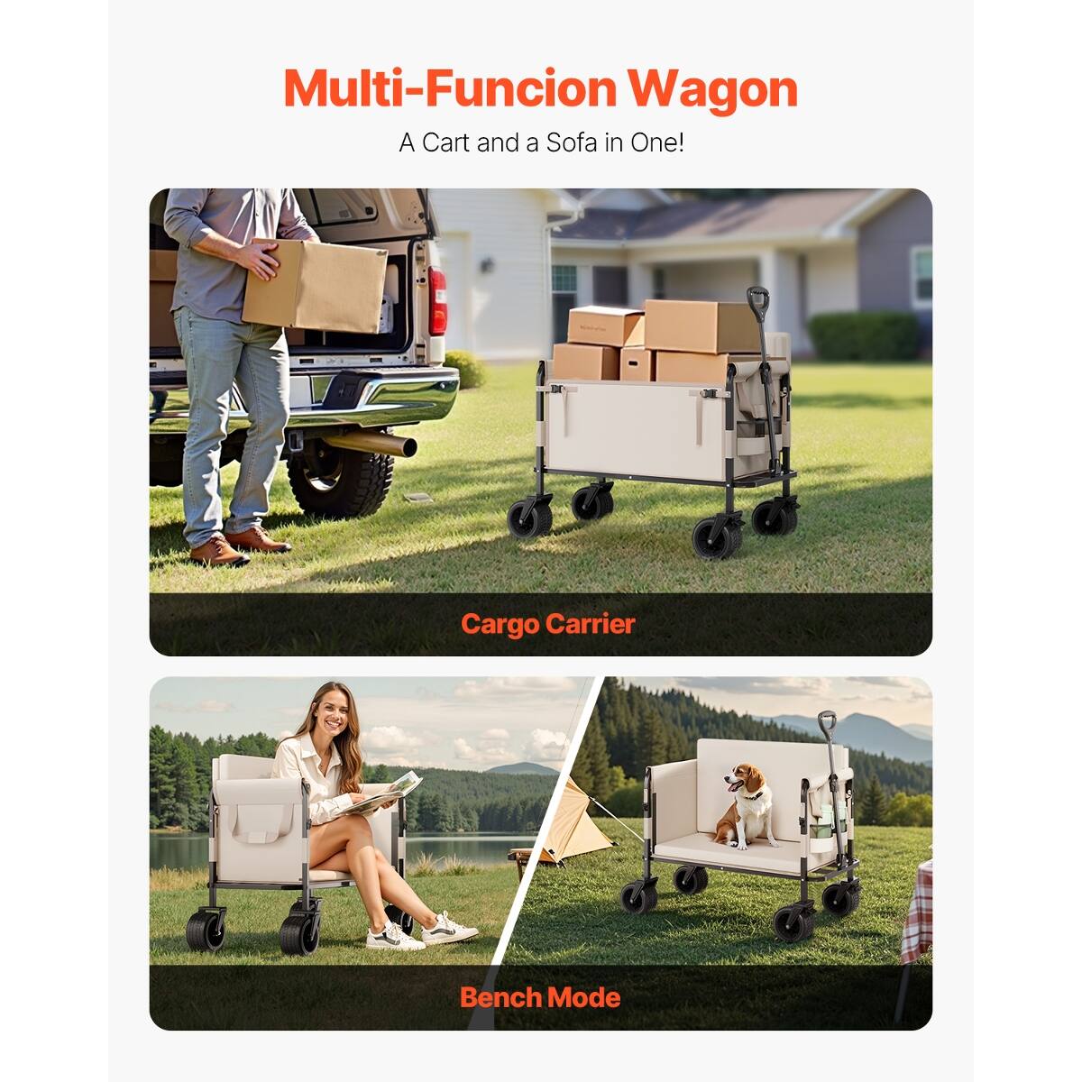 Multi-Function Wagon  
A Cart and a Sofa in One!  

Cargo Carrier  

Bench Mode