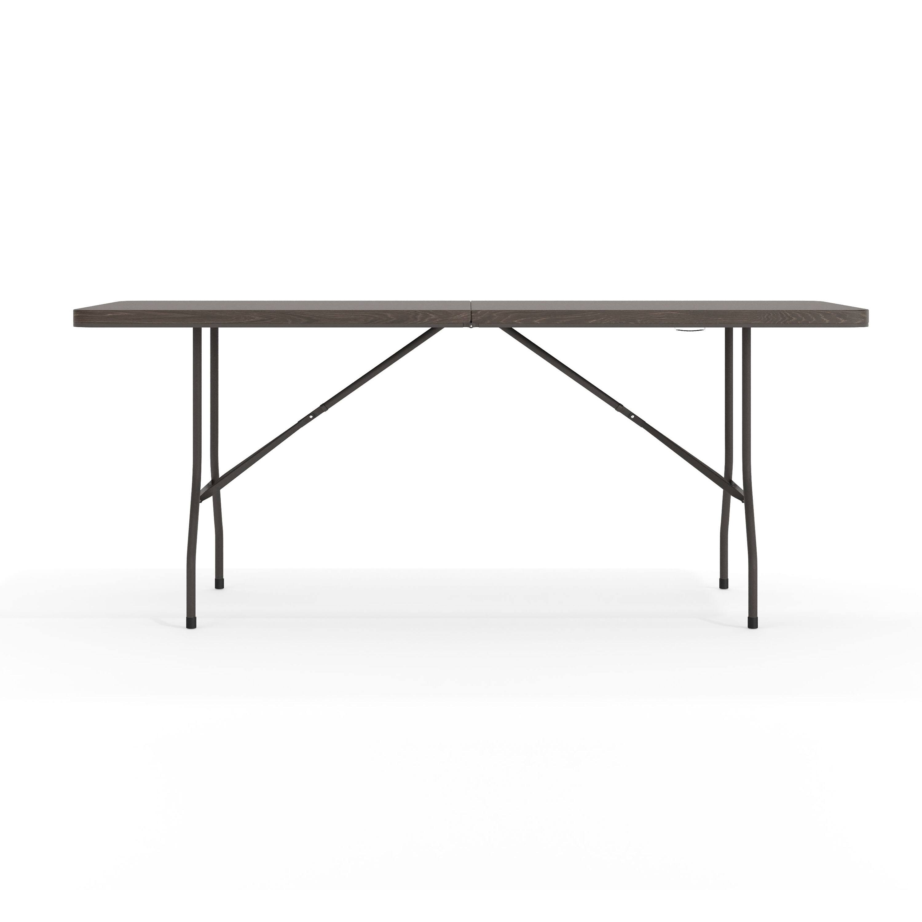 Alt View 9. Emma + Oliver - 6-Foot Bi-Fold Plastic Banquet and Event Folding Table with Handle - Brown.
