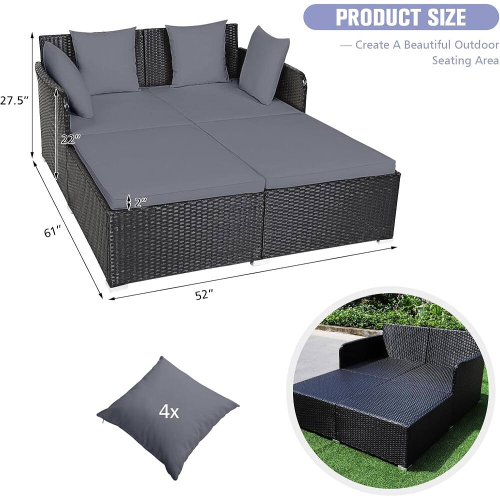 PRODUCT SIZE  
Create A Beautiful Outdoor Seating Area  

- 61"  
- 52"  
- 27.5"  
- 22"  
- 2"  

4x
