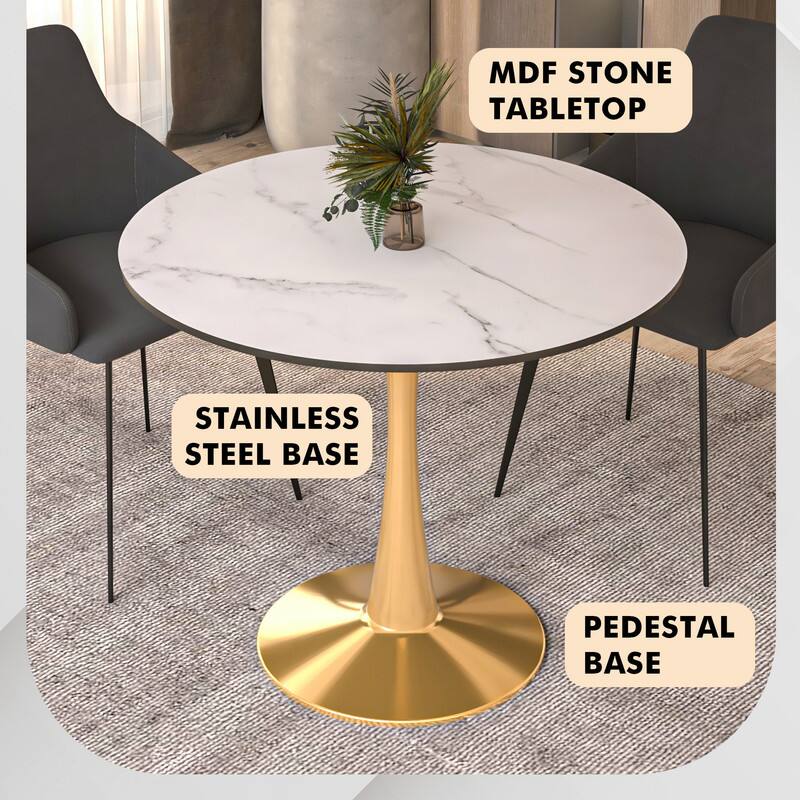 MDF Stone Tabletop  
Stainless Steel Base  
Pedestal Base