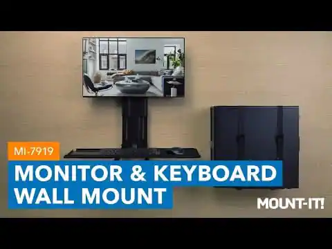 Monitor Wall Keyboard Mount It! Wall‑Mounted Monitor & Keyboard Workstation with CPU Holder ...