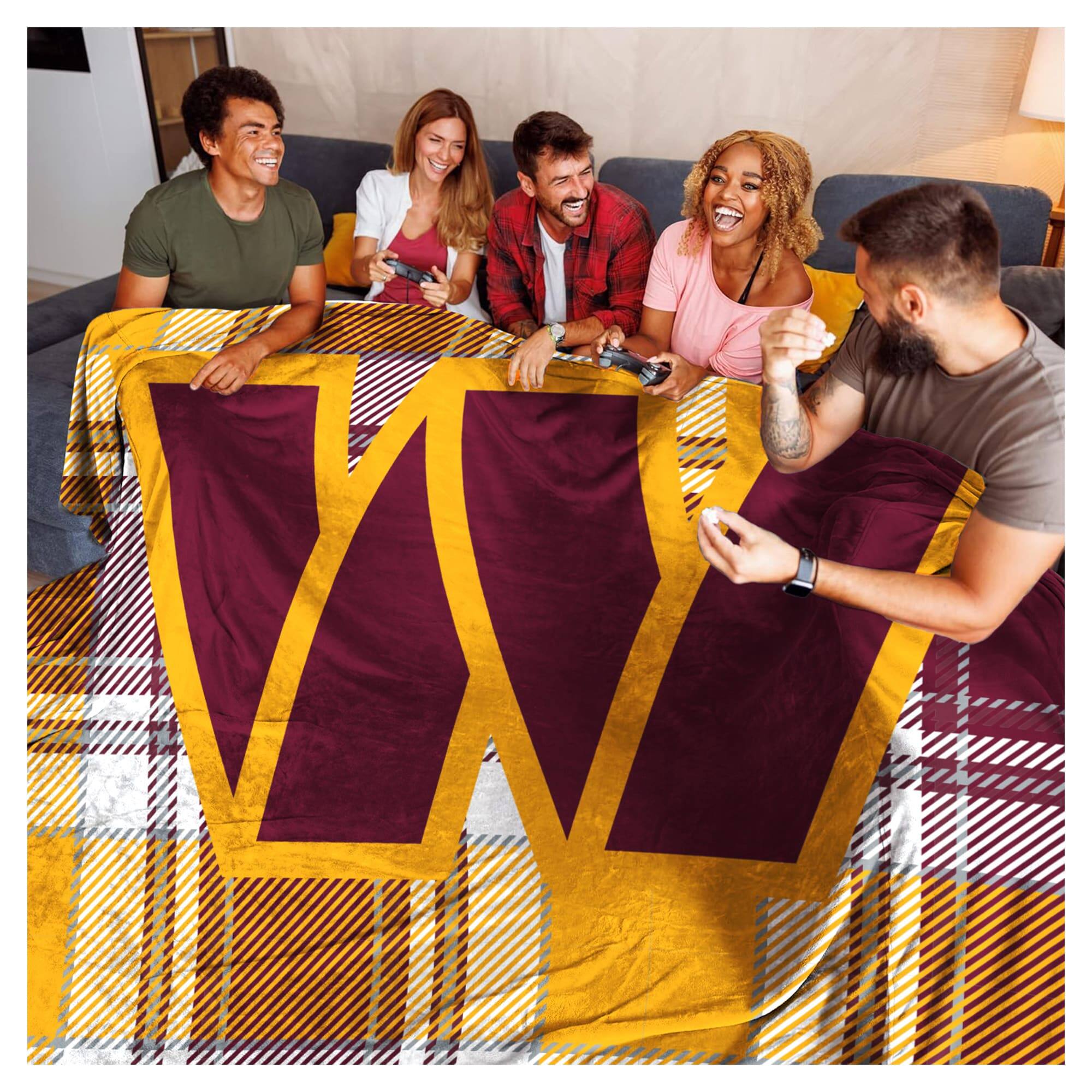 Alt View 1. Pegasus - Washington Commanders 66" x 95" Oversized Plaid FAN-mily Ultra Cozy Blanket - Multicolor.