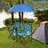 Left. Costway - Portable Folding Picnic Double Chair W/Umbrella Table Cooler Beach Camping Turquoise - Turquoise.