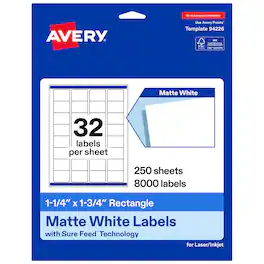 Avery - Avery® Matte Rectangle Labels, 1.25" x 1.75", 8,000 Labels - White