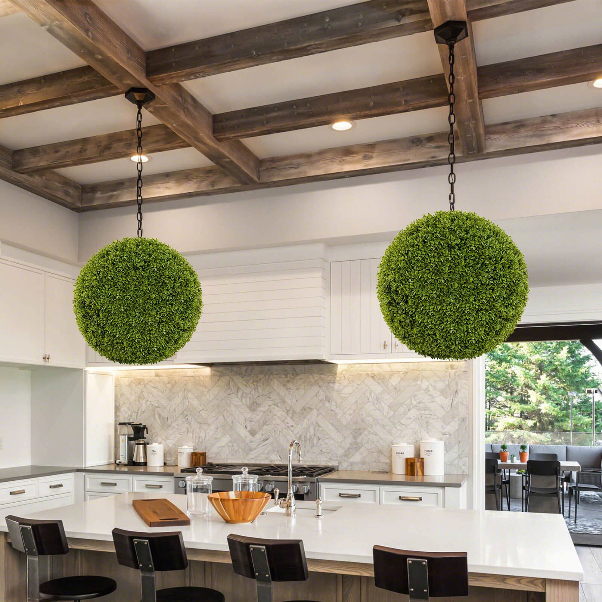 Alt View 3. Costway - Costway 20" Faux Boxwood Balls with Sun-Protective PE Material Mimic Fluffy Leaves - Green.