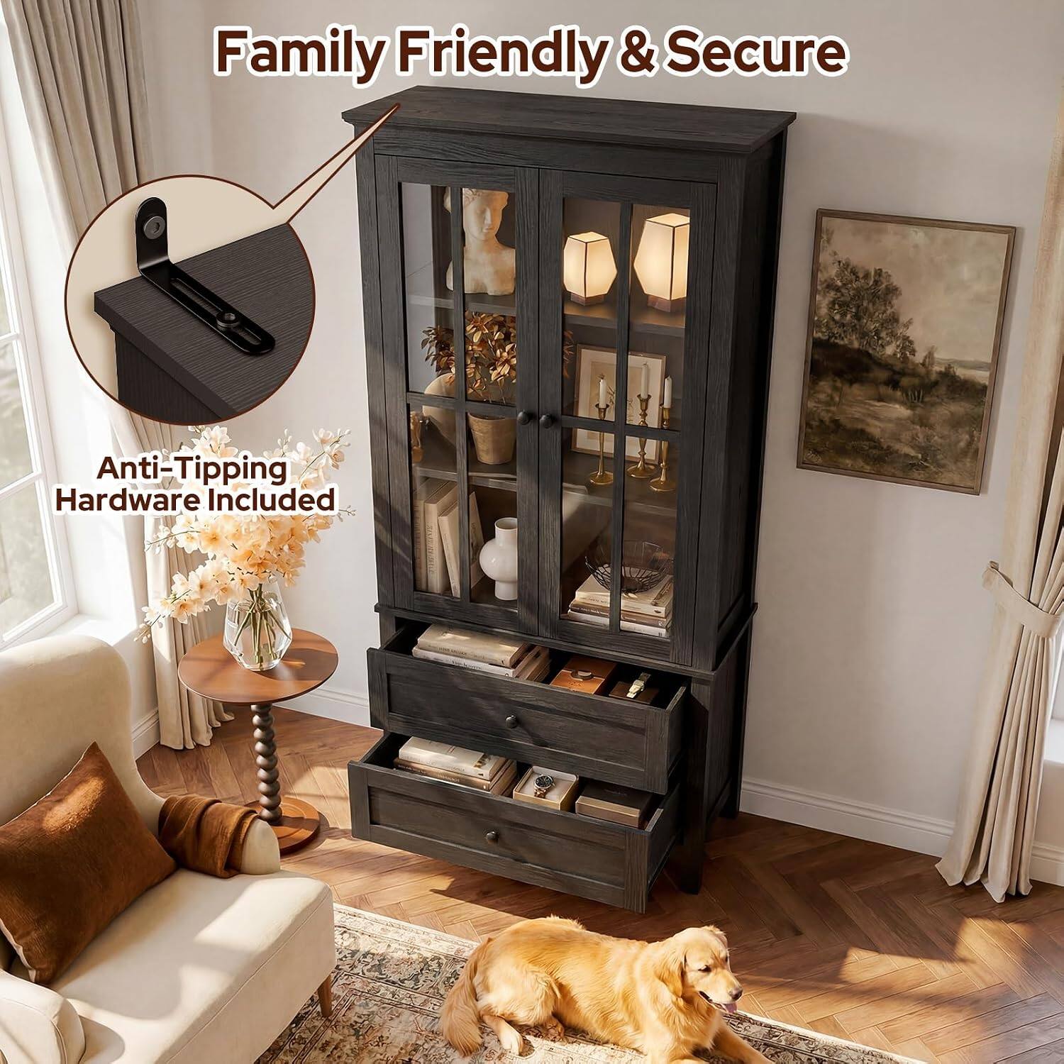 Family Friendly & Secure  
Anti-Tipping Hardware Included