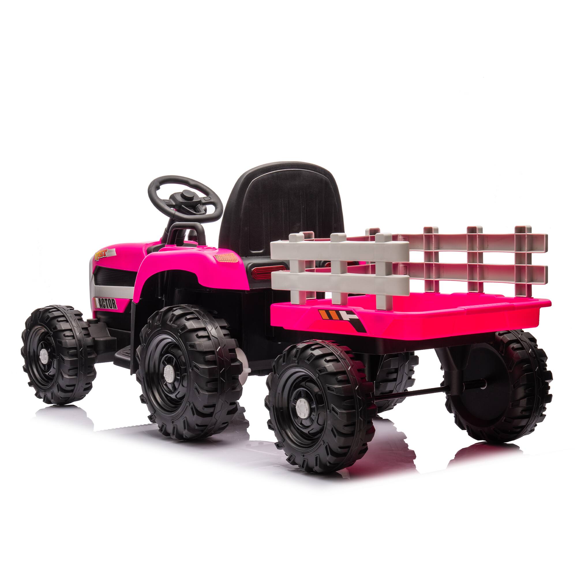Alt View 7. ELEMENT ACE - 24V Battery Powered Ride-On Tractor with Trailer for Kids - Remote Control Electric Toy Vehicle with Adjustable Speeds - Red.