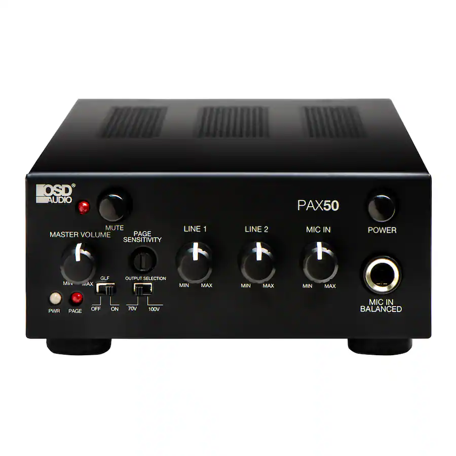 Audio Rack Handles OSD Audio PAX50 70V/100V Commercial Amplifier, 50W Class D, Quarter ...