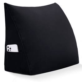 wowmax - Velvet Reading Pillow - Ergonomic Back Support w/ Removable Cover for Bed, Chair & Sofa - Black