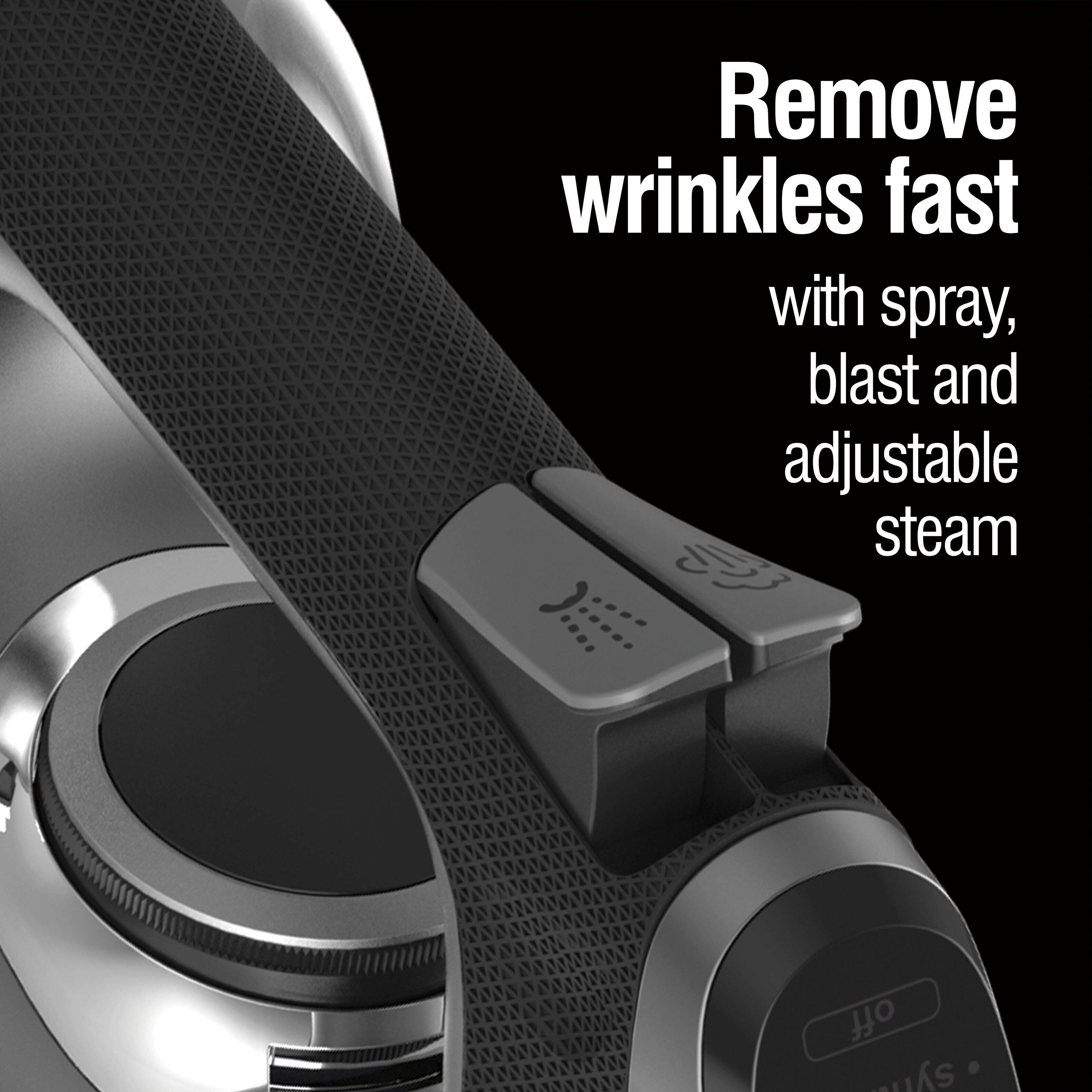 Remove wrinkles fast with spray, blast and adjustable steam