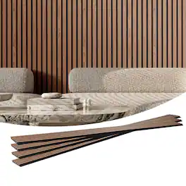 VEVOR - Wood Slat Acoustic Panels, 7.9 x 94.5 inch, MDF Accent Wooden Wall Panels for Modern Interior Wall, Faux Wood Wall - Walnut