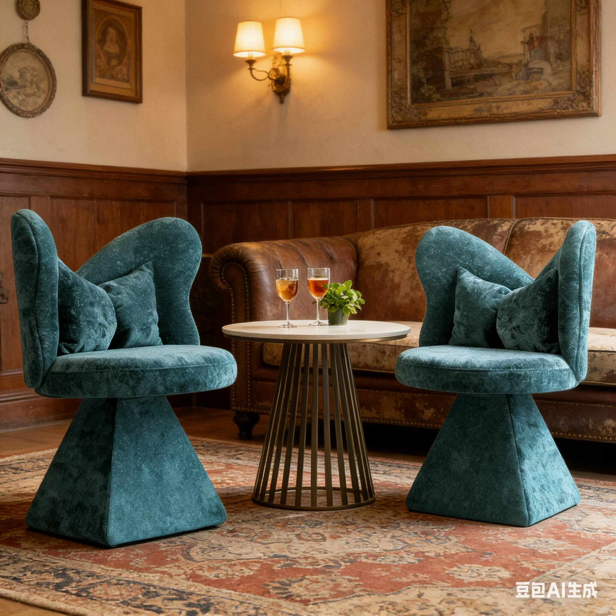 Forest'nSky - Swivel Vanity Chair with Butterfly Back, Makeup Stool for Bedroom, Living & Dining Room - Blue