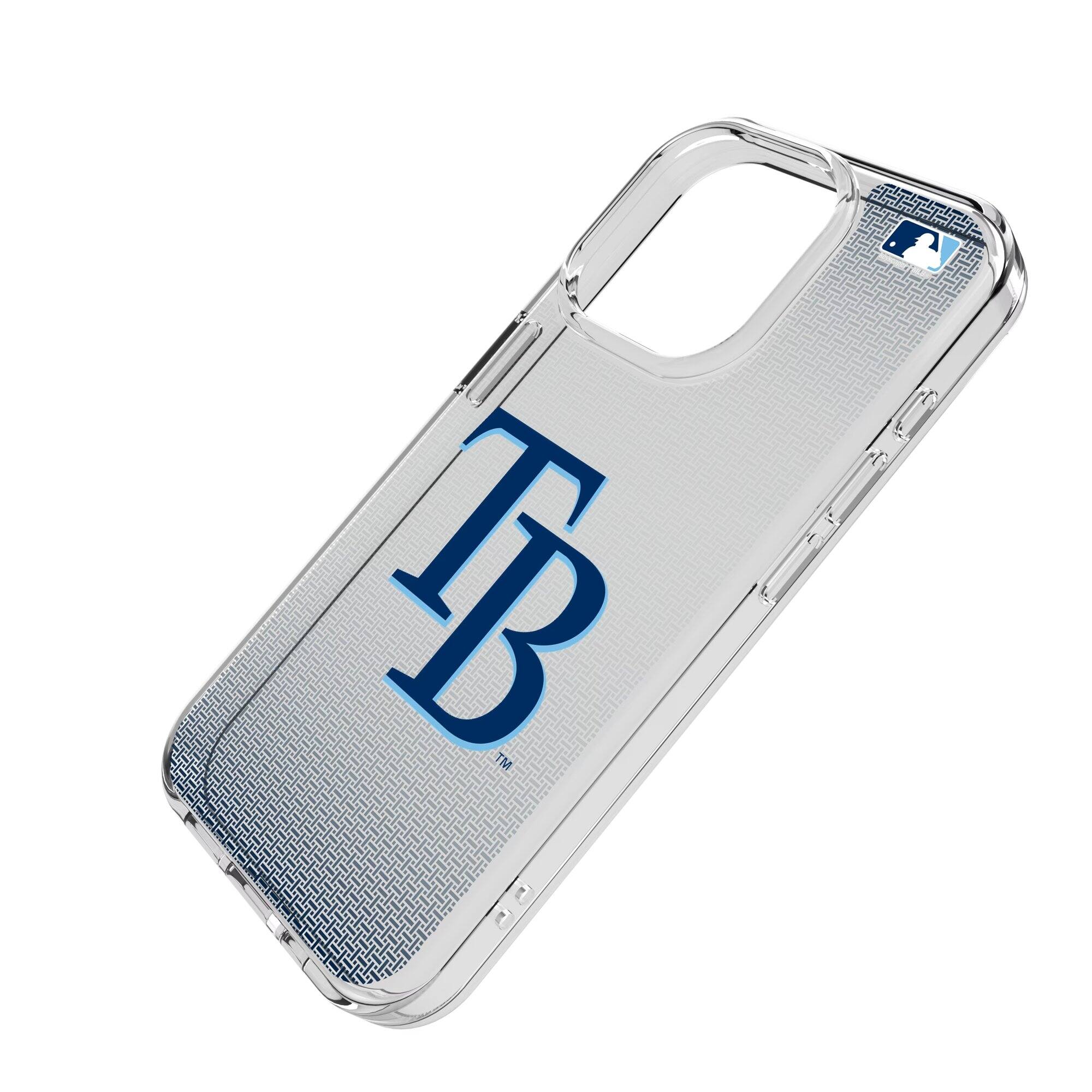 Alt View 1. Keyscaper - Tampa Bay Rays Linen Logo iPhone Clear Case - 13 Pro Max - Multicolor.