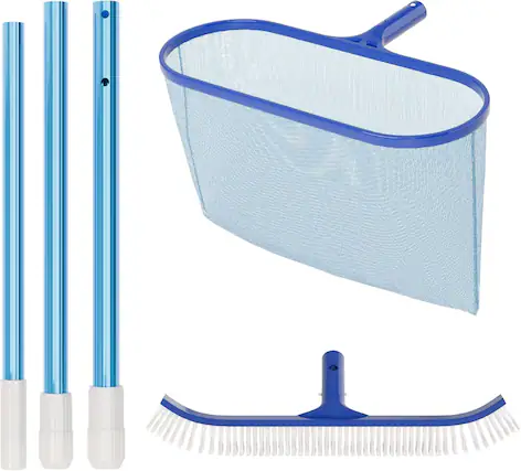 Front. Winado - 3-in-1 Pool Cleaning Kit w/ Net, Brush, Telescopic Pole, Pool Maintenance Tools for Inground Above Ground Swimming Pools - Light Blue.