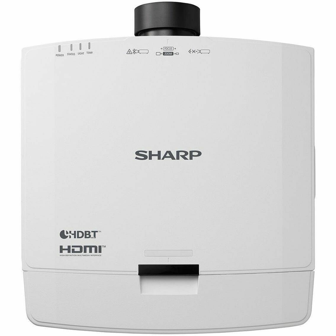POWER STATUS LIGHT TEMP  
FOCUS ZOOM 4X  
SHARP  
HDBT HDMI