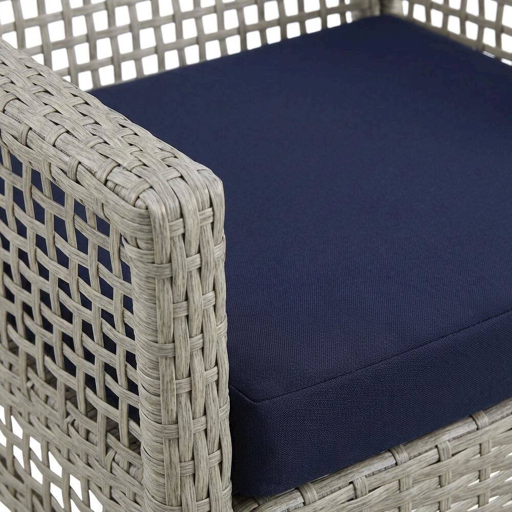 Alt View 1. Outdoor Escape - Outdoor Patio Rattan Armchair Set of 4 with Cushioned Seats for Lounge Dining - Gray Navy.