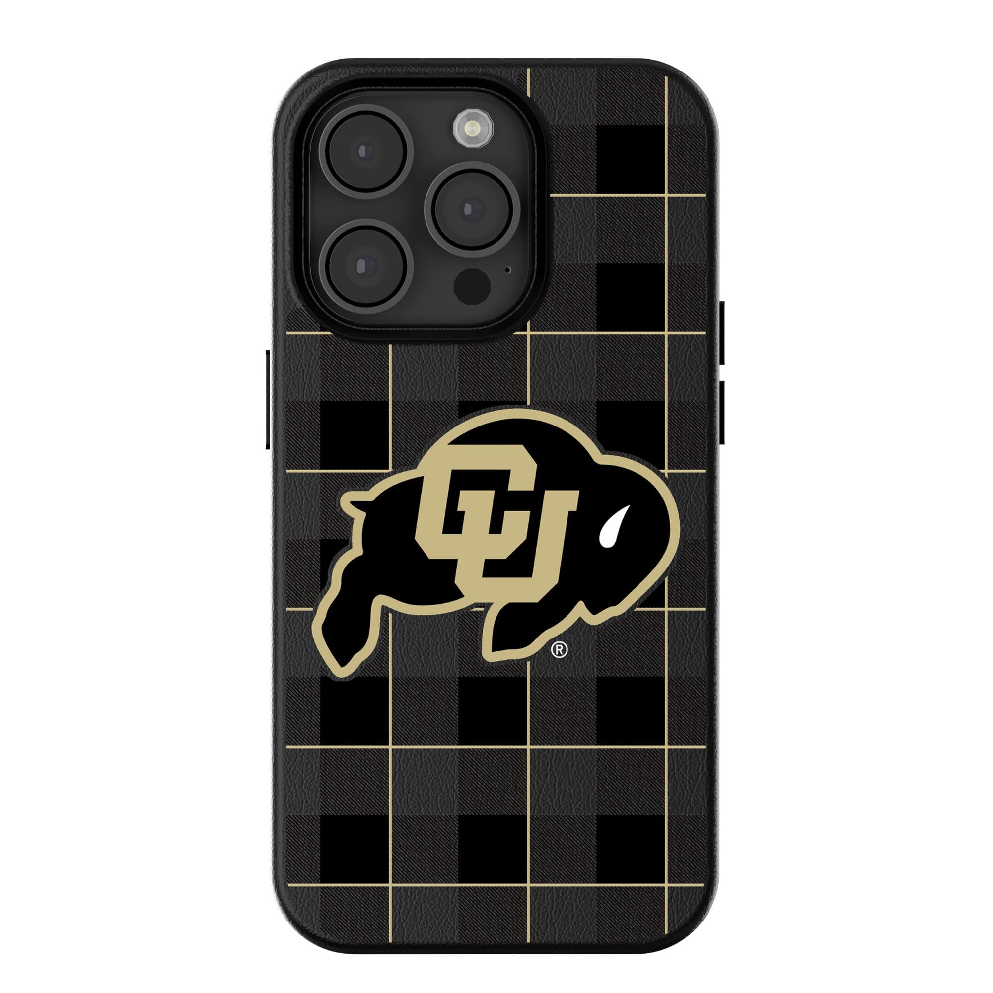 Keyscaper - NCAA - Colorado Buffaloes Plaid Magnetic Bump iPhone Case - 16 Pro - Black