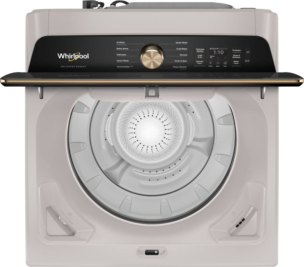 Wash  
Quiet Wash  
Whirlpool DELICATES BASKET  
Dulky mams Descates FRUICS Wash Downloaded  
Cold Wash Normal Brain & Sign Blean Washer  
Delicates Load + Live Remate  
- 1:10 warm 8 Tame - CONDER  
PreSneks Mino A CONTER Water  
DII  
Whirlpool  
BLEACH LIQUID