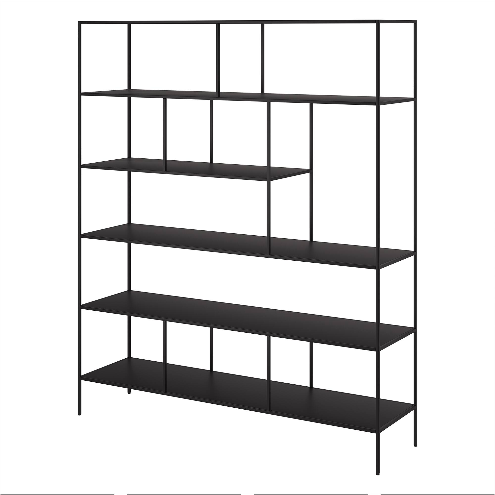 Left. Hudson&Canal - Whitmore 72" Tall Rectangular Bookcase in Blackened Bronze - Black.