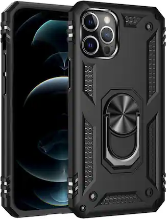 Front. Entronix - Entronix iPhone 11 Pro Max Case - Durable Dual-Layer Protection with Kickstand - Black.