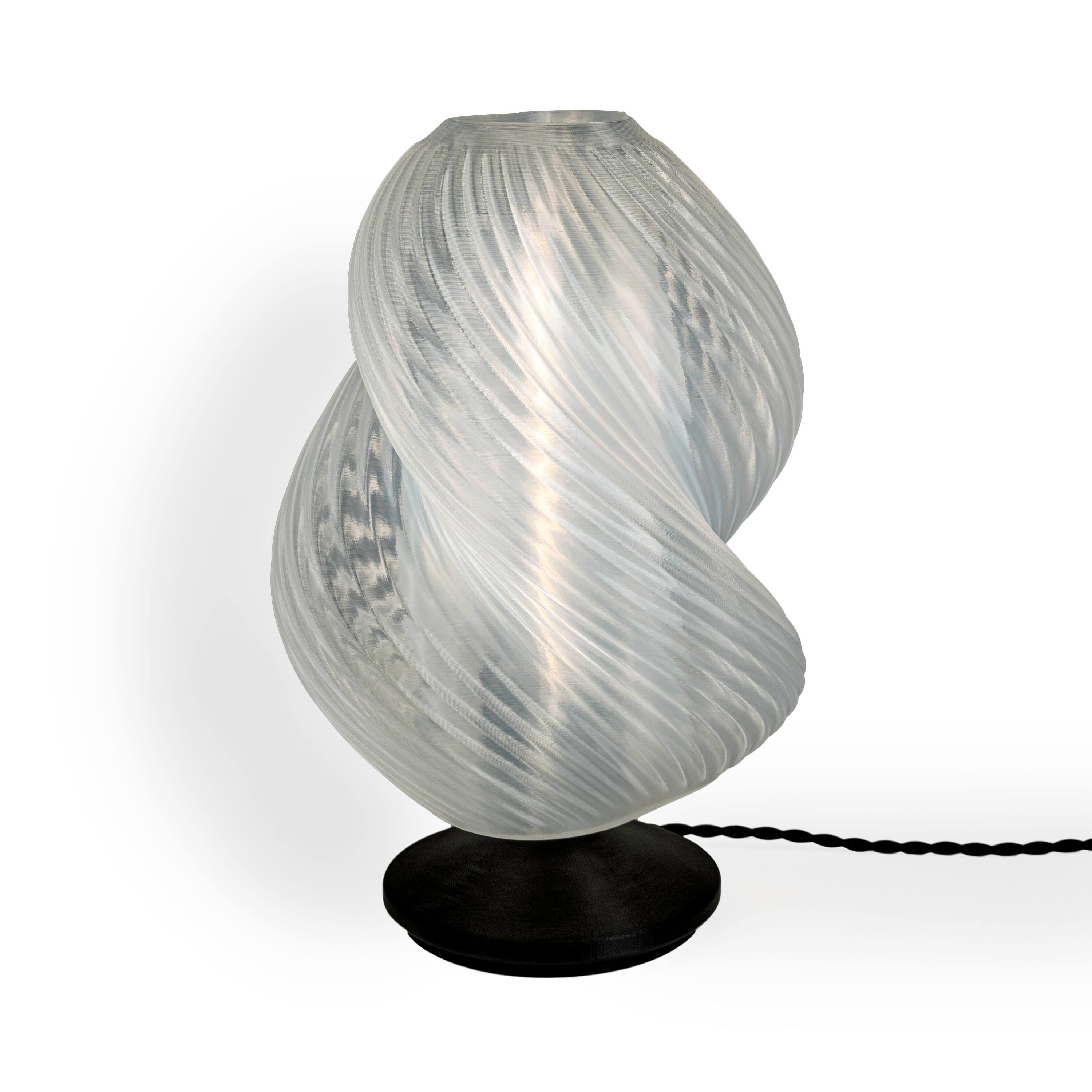 Front. Jonathan Y - Gema 13.5" Mid-Century Coastal Plant-Based PLA 3D Printed Dimmable LED Table Lamp, Light Smoke/Black - Light Smoke/Black.