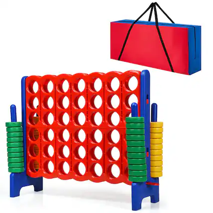 Front. Gymax - Gymax Giant 4-In-A-Row 4-to-Score Game with bag Indoor Outdoor Party Family Time Game - Red,Blue,Yellow,Green.