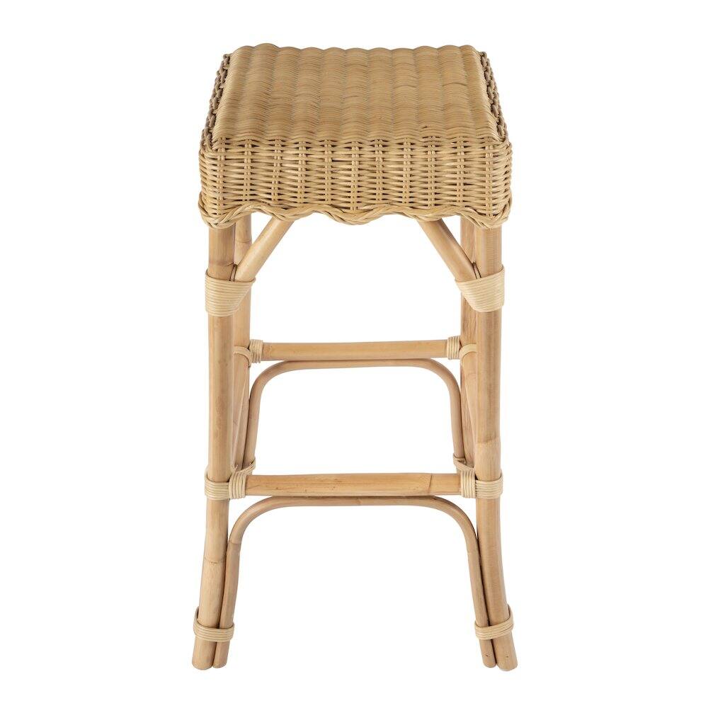 Left. Butler Specialty - Flora Rattan Scalloped Bar Stool - Light Brown.