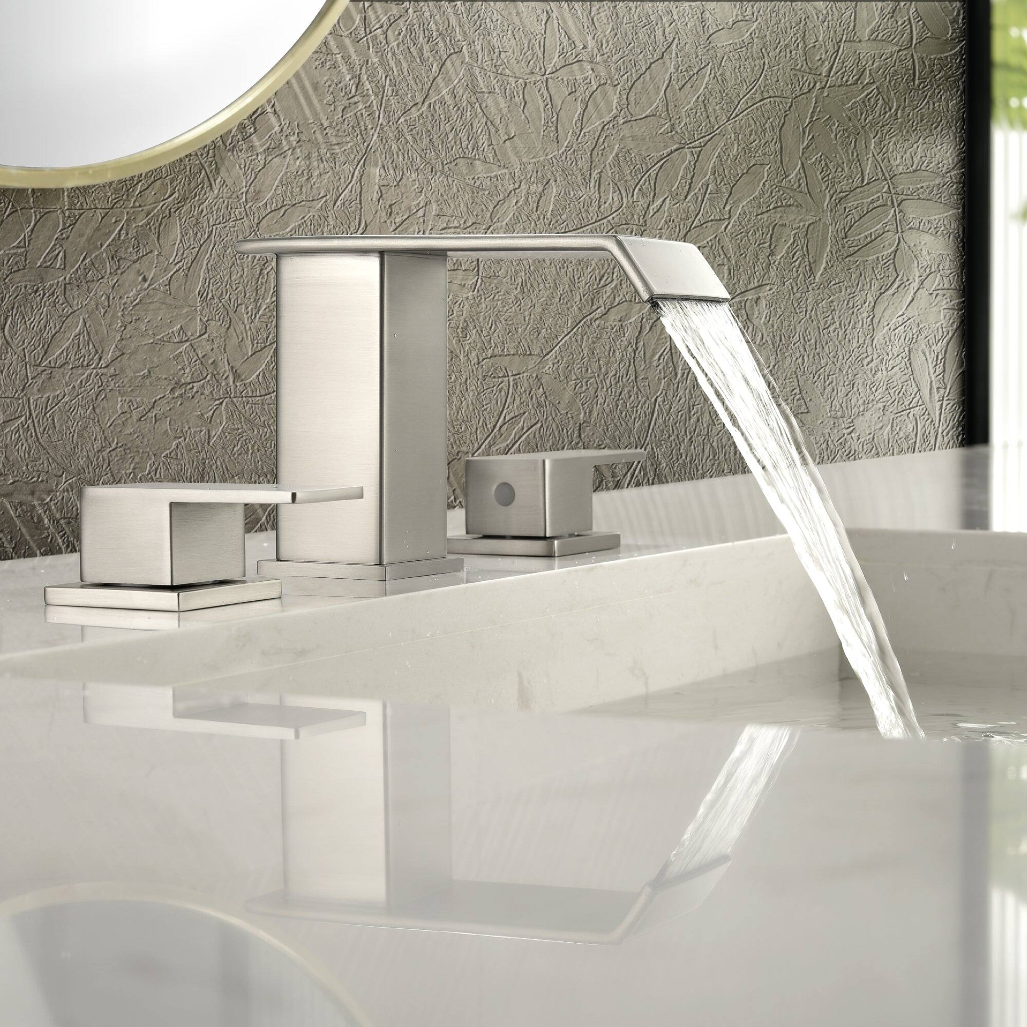 Alt View 3. Boyel Living - Brushed Faucet SUS304 Waterfall Spout cUPC Quick Connect Dual Handle Pop Up Drain - Brushed Nickel.