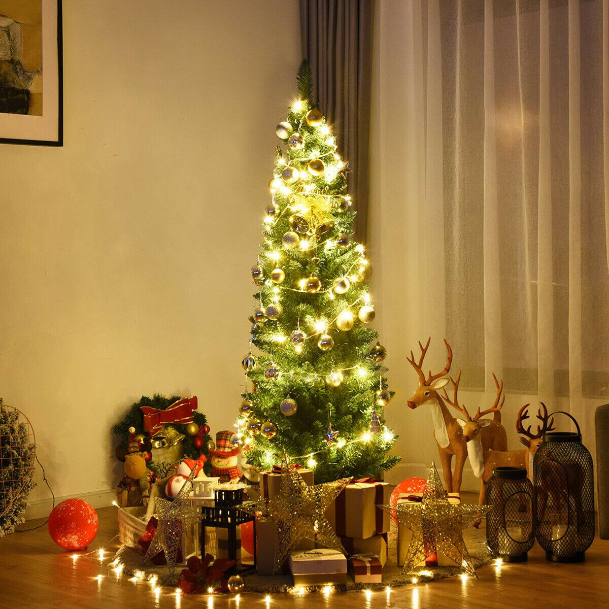 Alt View 1. Gymax - Gymax  5' Christmas Tree PVC Artificial Holiday Decor Slim Pencil Tree Metal Stand - Green.
