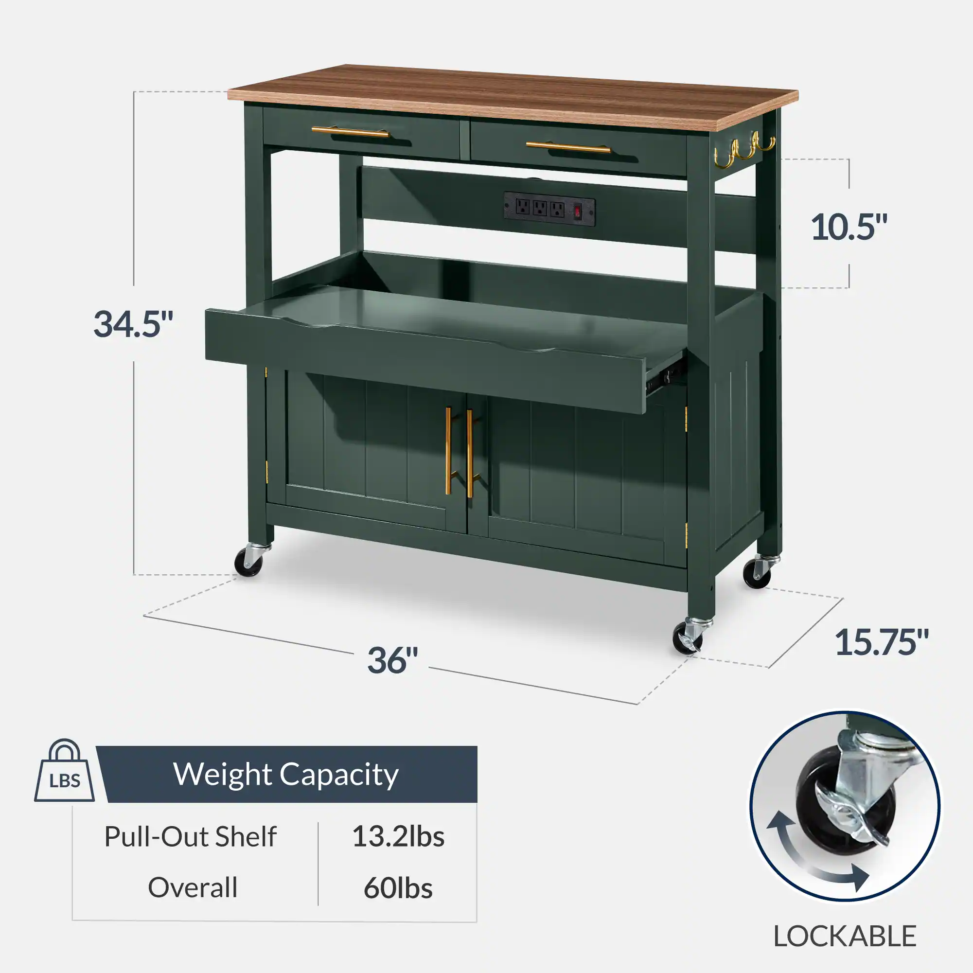 R H I 10.5" 34.5" 36" 15.75" LBS Weight Capacity Pull-Out Shelf 13.2lbs Overall 60lbs LOCKABLE