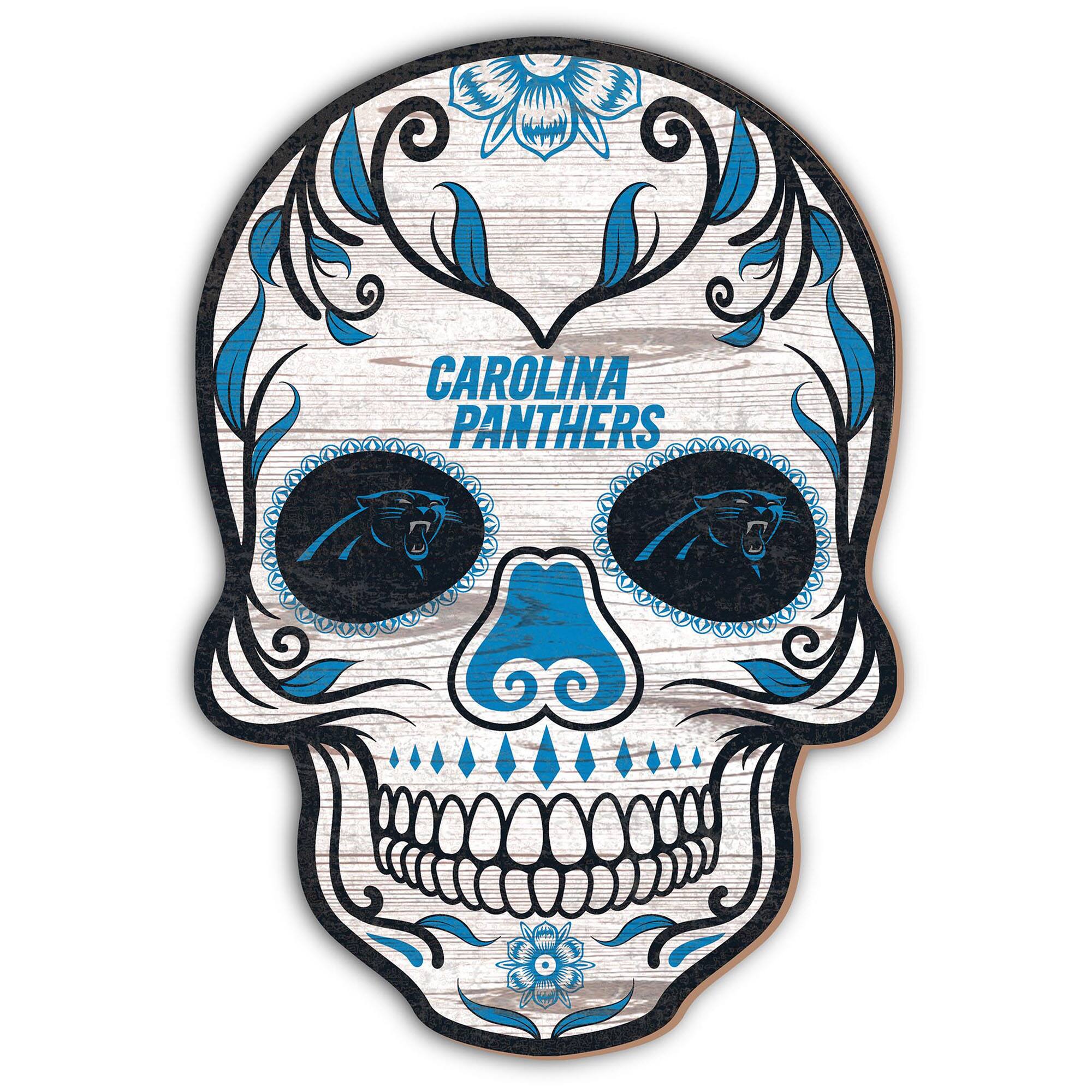 Carolina Panthers 12'' Sugar Skull Sign