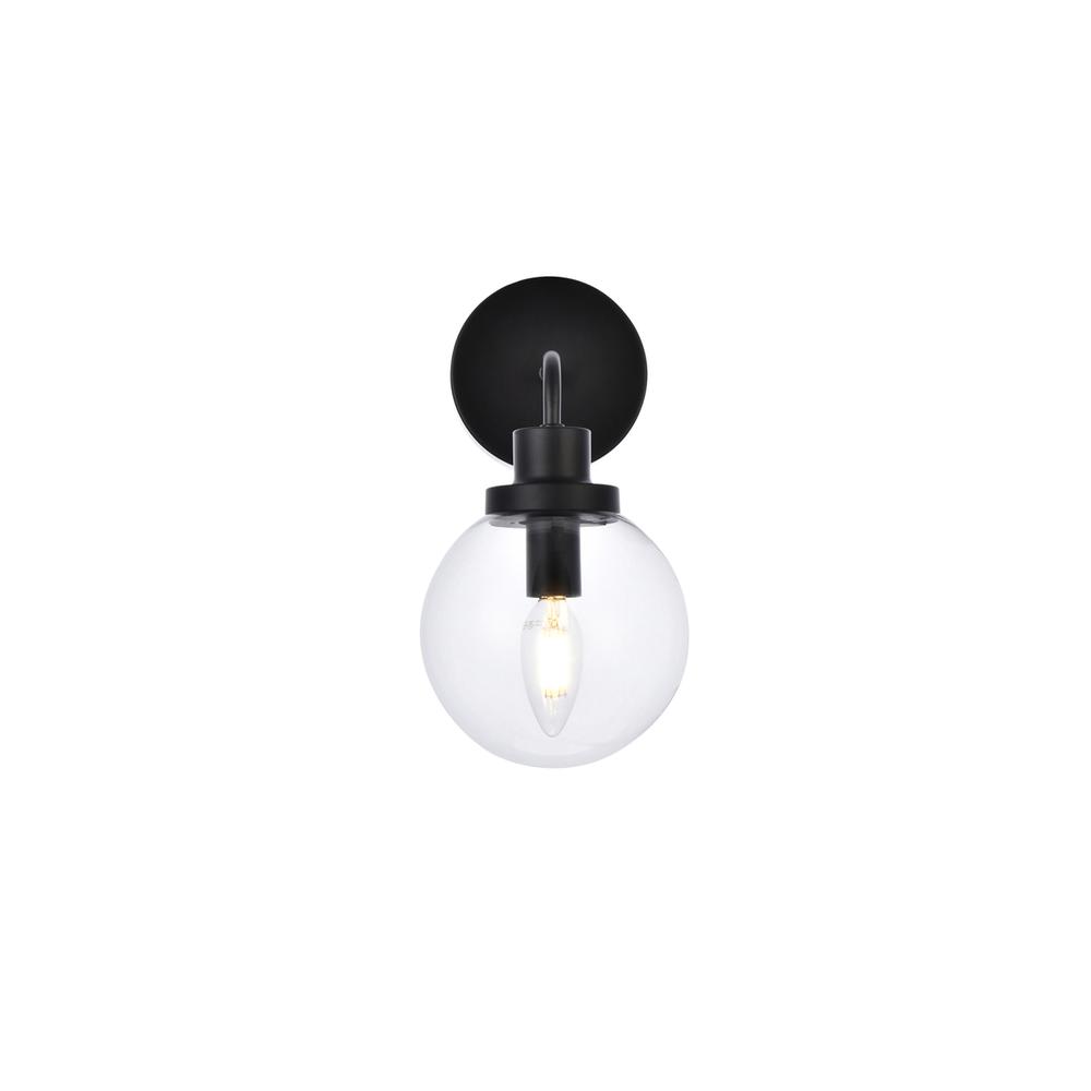 Alt View 3. Living District - Hanson 1 light bath sconce in black with clear shade - Black And Clear Shade.
