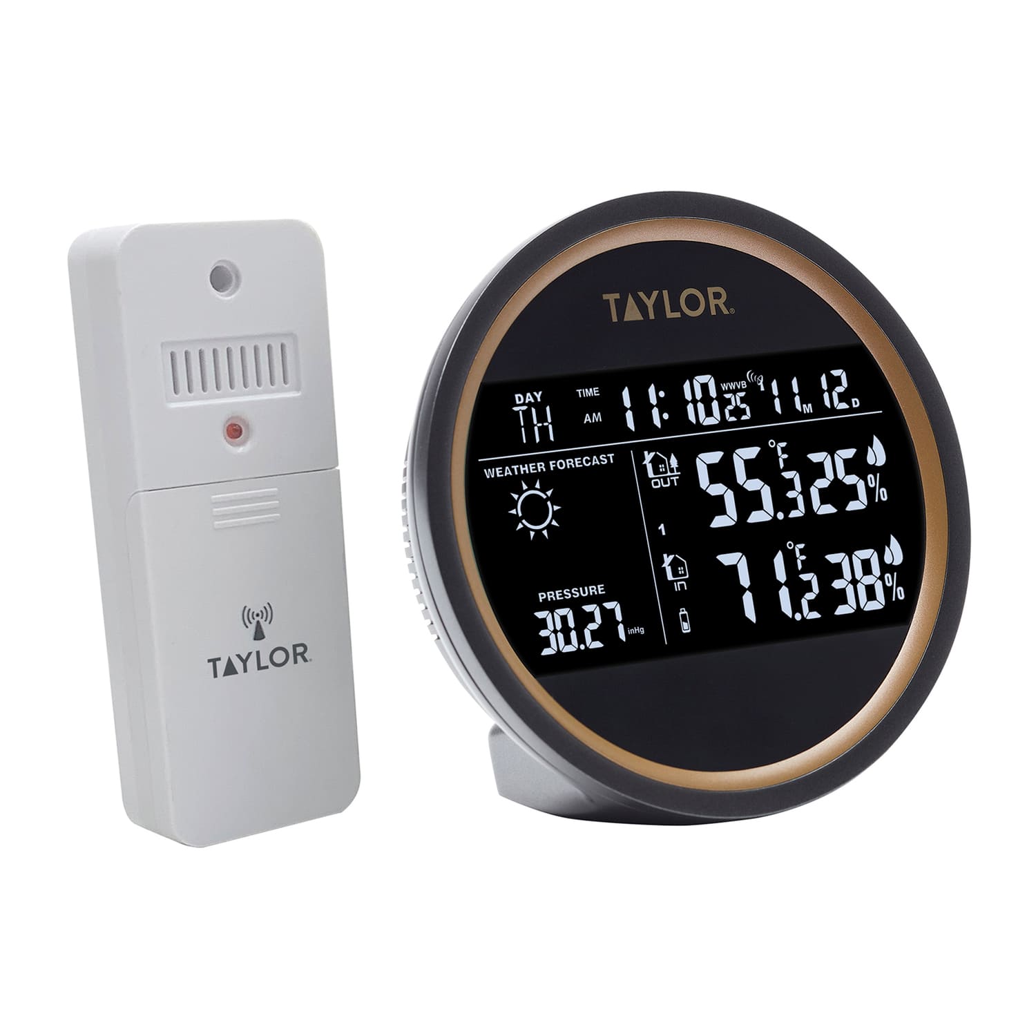 Taylor Precision Products - Battery-Powered Wireless 3-Channel Digital Weather Forecaster and Clock with Remote Sensor