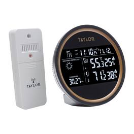 Taylor Precision Products - Battery-Powered Wireless 3-Channel Digital Weather Forecaster and Clock with Remote Sensor