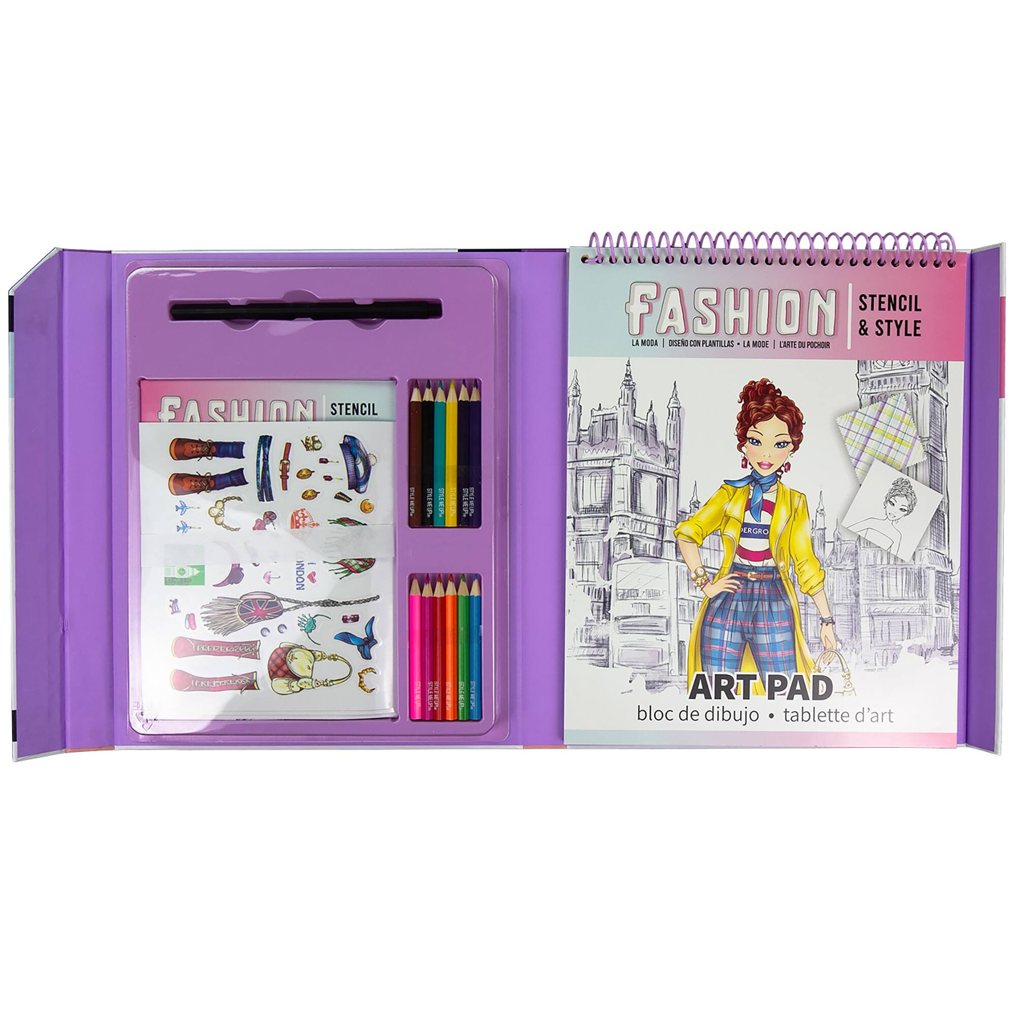 Fashion Stencil & Style Art Pad - L1 WooH I S Con 2 Lantles - L - Oon I CBT dI RR Fashion Stencil Suer 1 1 a CUEA E CRORO ART PAD bloc de dibujo tablette d'art
