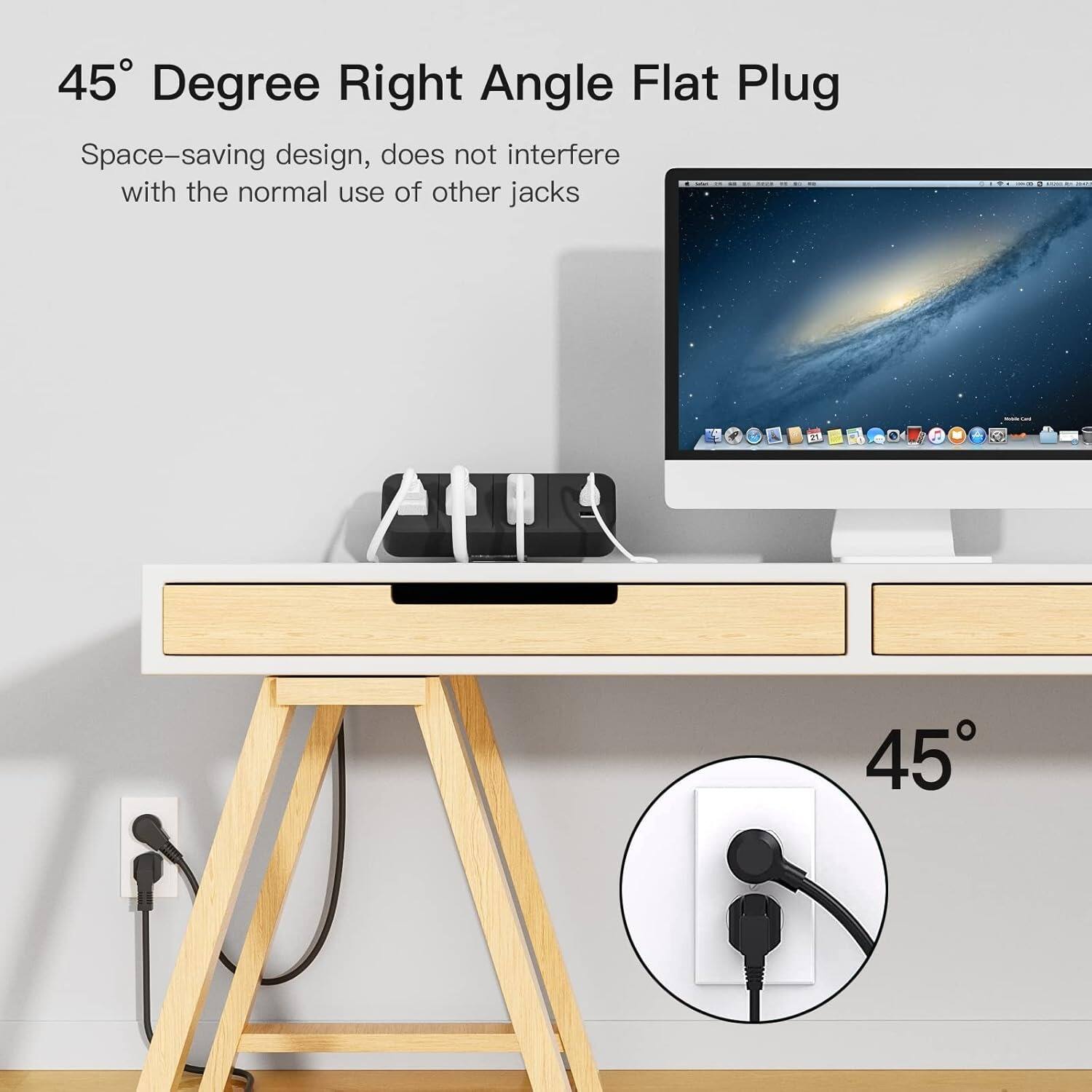 45° Degree Right Angle Flat Plug

Space-saving design, does not interfere with the normal use of other jacks