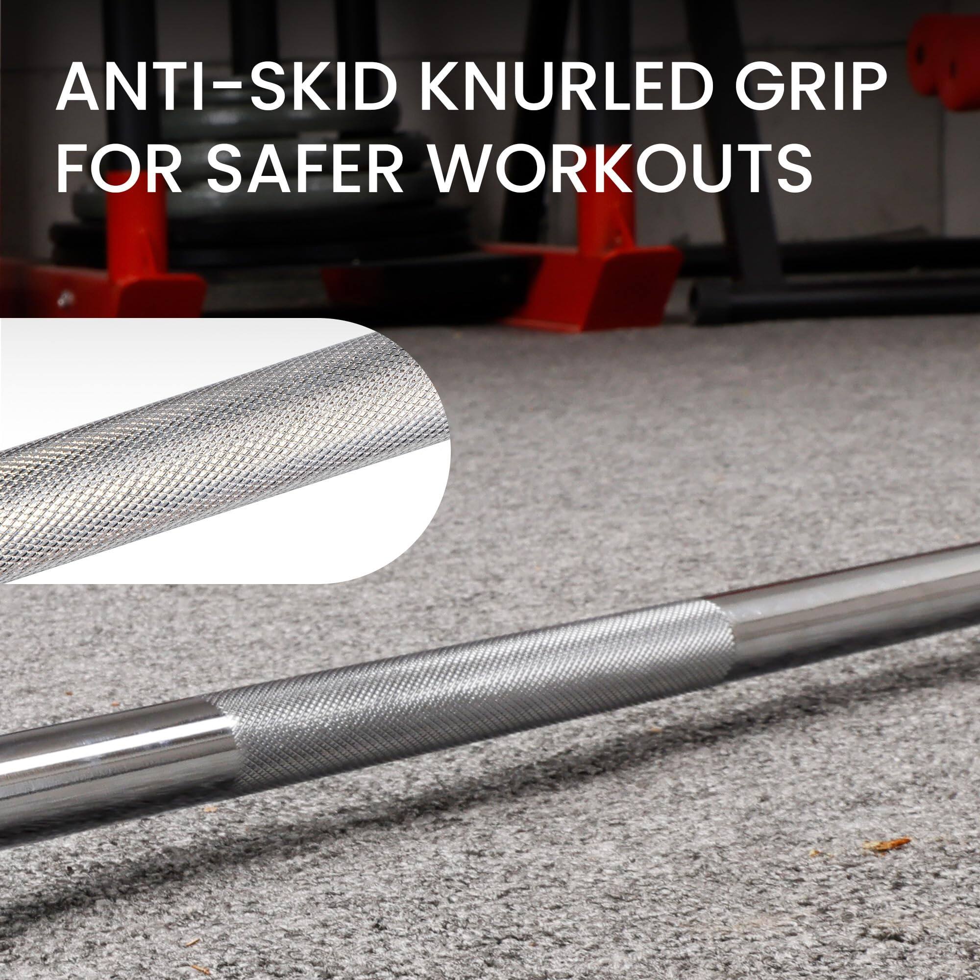 ANTI-SKID KNURLED GRIP FOR SAFER WORKOUTS