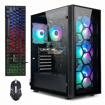 Front. STGAubron - STGAubron Gaming Desktop PC, Intel Core i7 up to 3.9G, GeForce RTX 3050 6G, 32G RAM, 1TB SSD, WiFi 6, Win11H - Black.