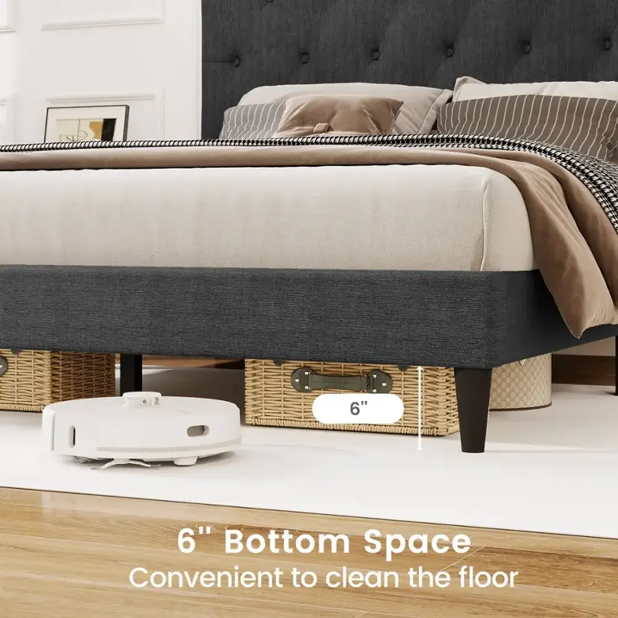The text on the image reads: "6" 6" Bottom Space Convenient to clean the floor."