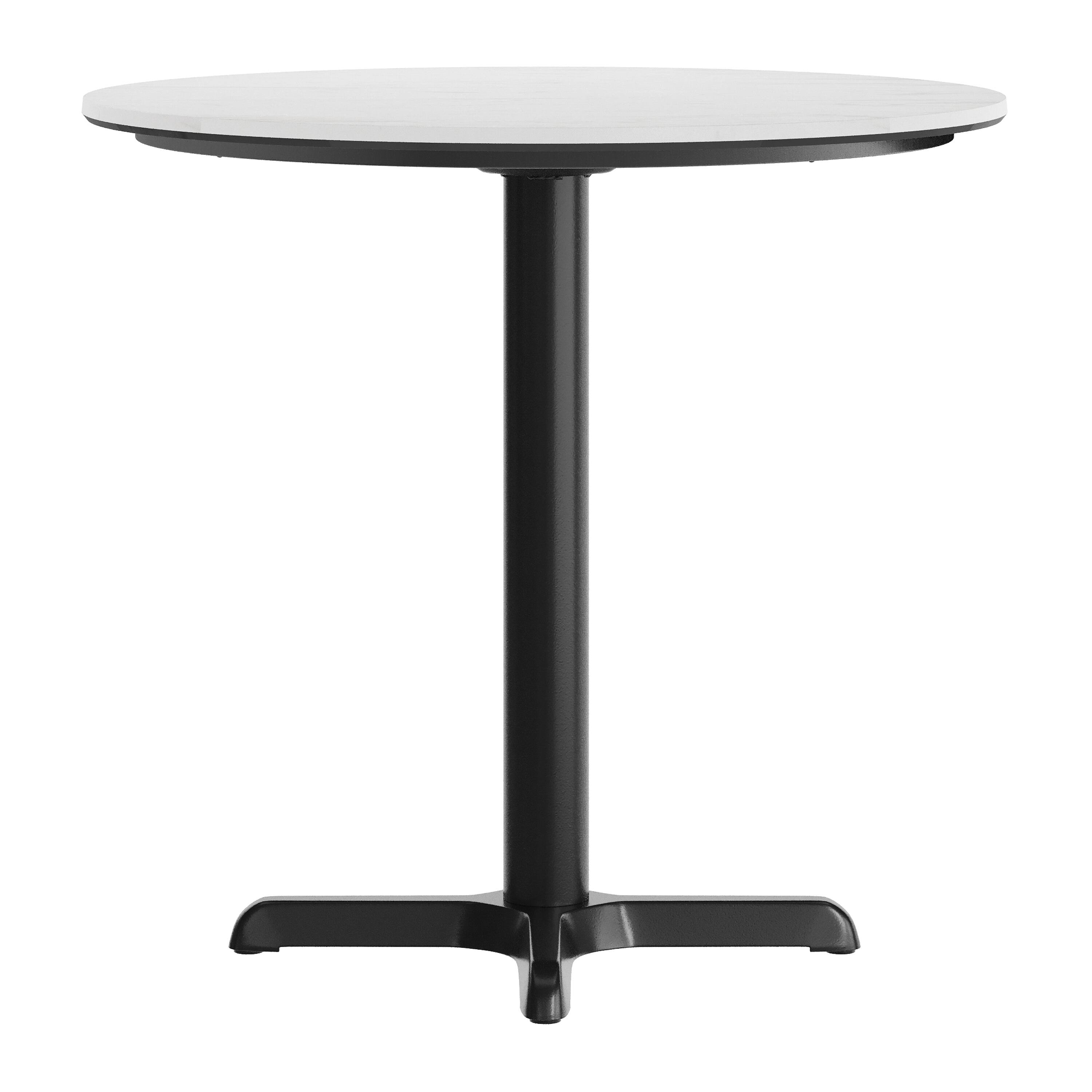 Alt View 7. Emma + Oliver - PureShield Tabletop with Seam-Free Surface Innovation and Table Height X-Base - White Faux Marble/Black Base.