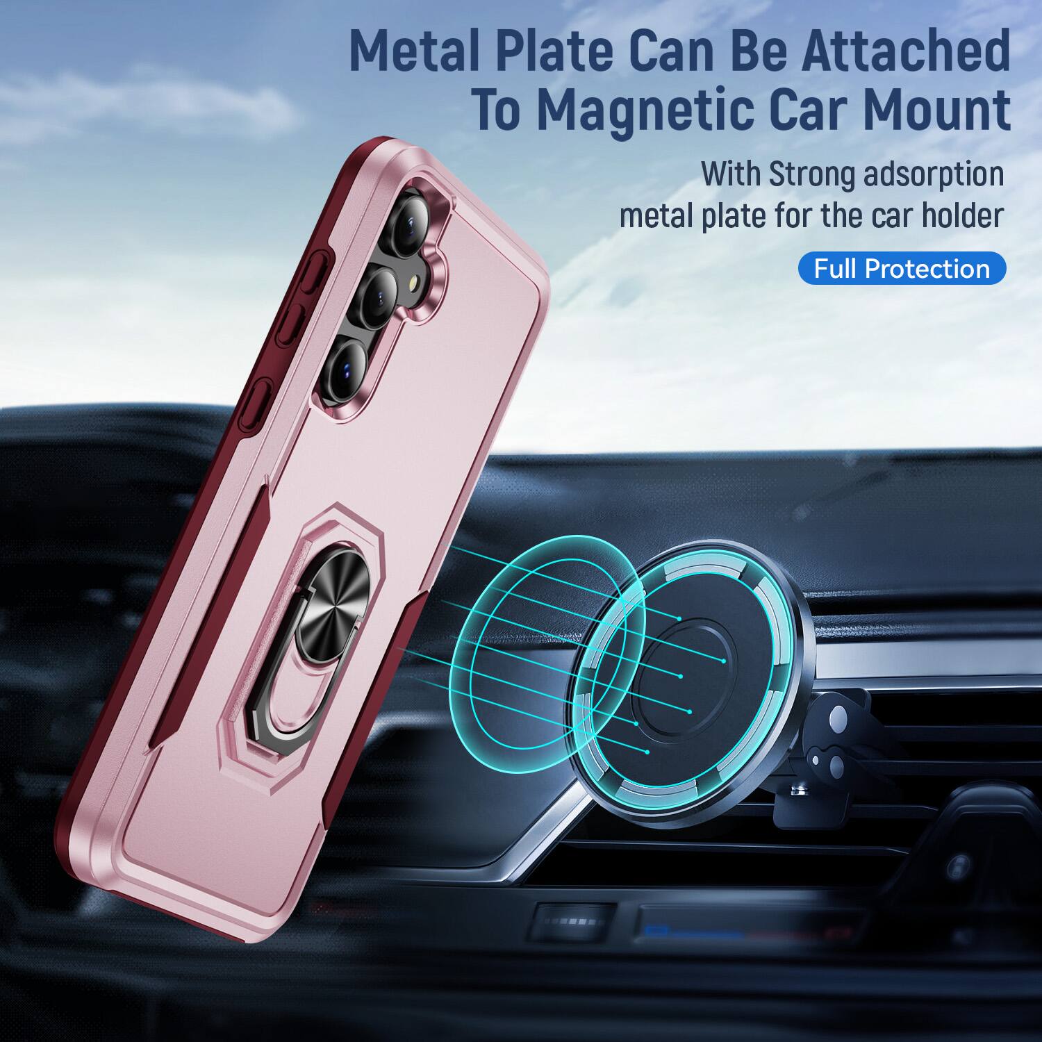 Metal Plate Can Be Attached To Magnetic Car Mount

With Strong adsorption metal plate for the car holder

Full Protection