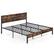 Front. Costway - King Bed Frame with Tall Industrial Headboard Heavy-Duty Metal Slats Support - Brown.