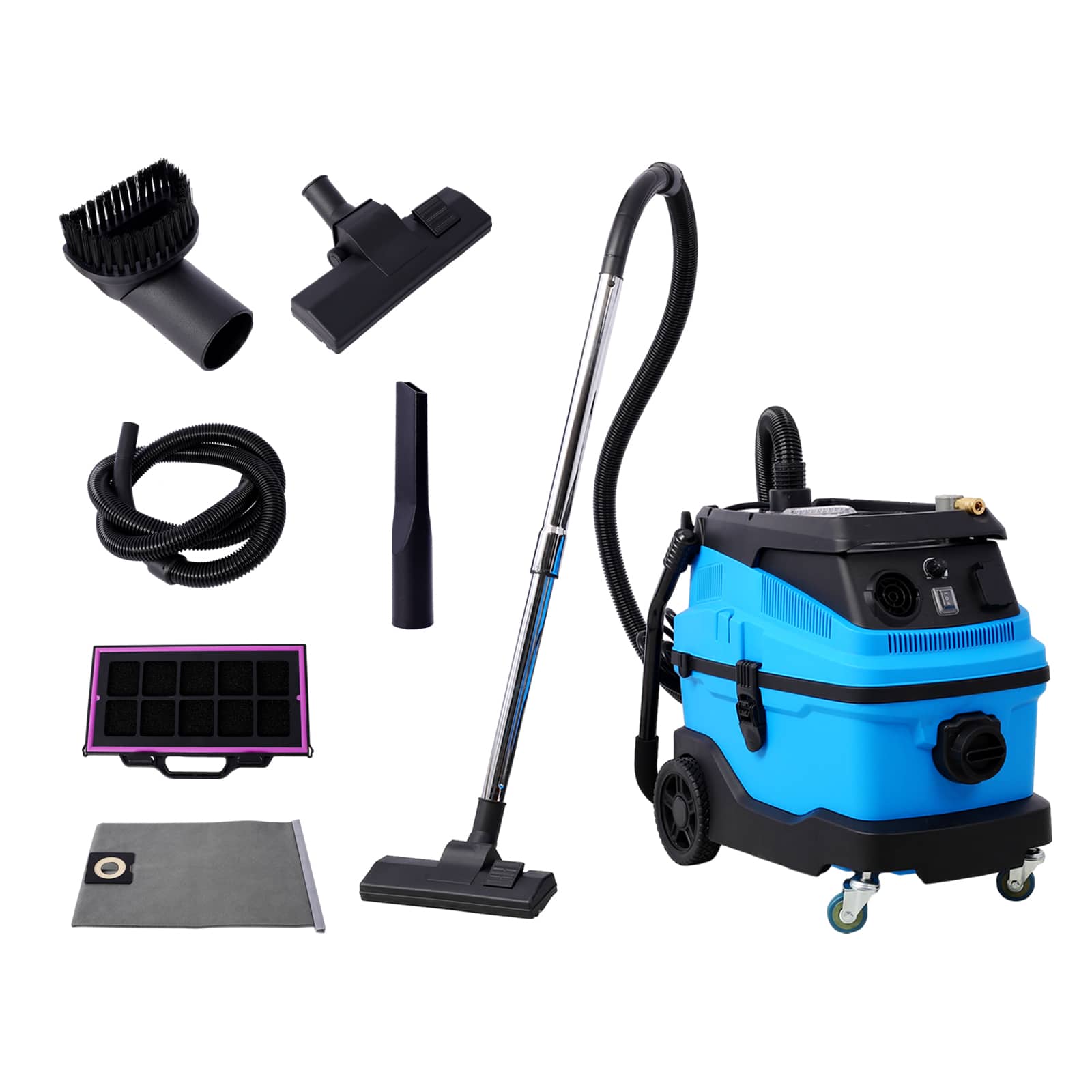GOODSILO - 3-in-1 Wet Dry Blow Vacuum with Powerful Suction for Garage, Workshop, and Home Cleaning - Black+Blue