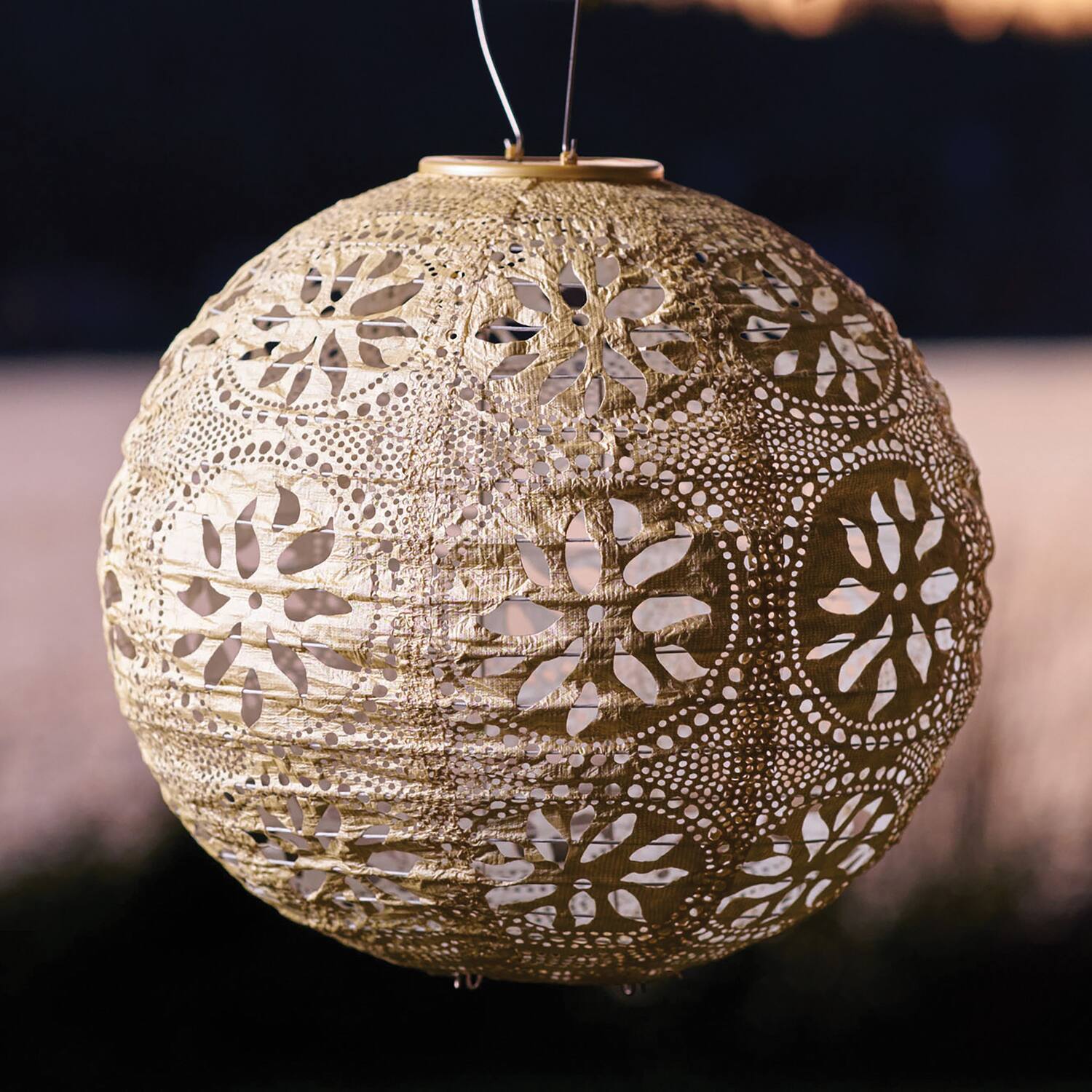 Alt View 9. Allsop - Soji Stella Boho Globe 12" Tyvek Solar Lantern - Pearl.