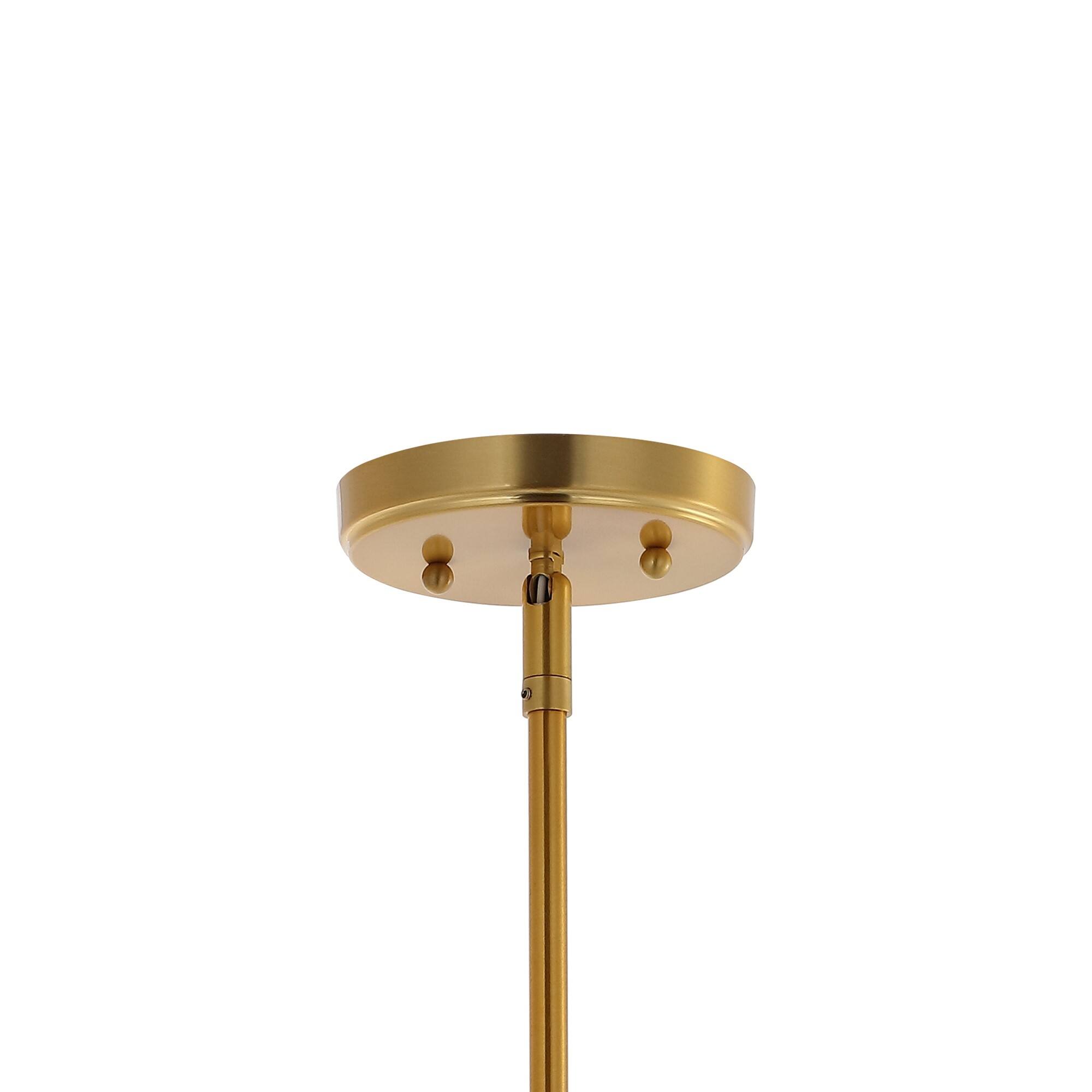 Alt View 5. Jonathan Y - Watts 10.5" 1-Light Mid-Century Modern Iron/Glass LED Pendant, Brass Gold/Clear - Brass Gold/Clear.