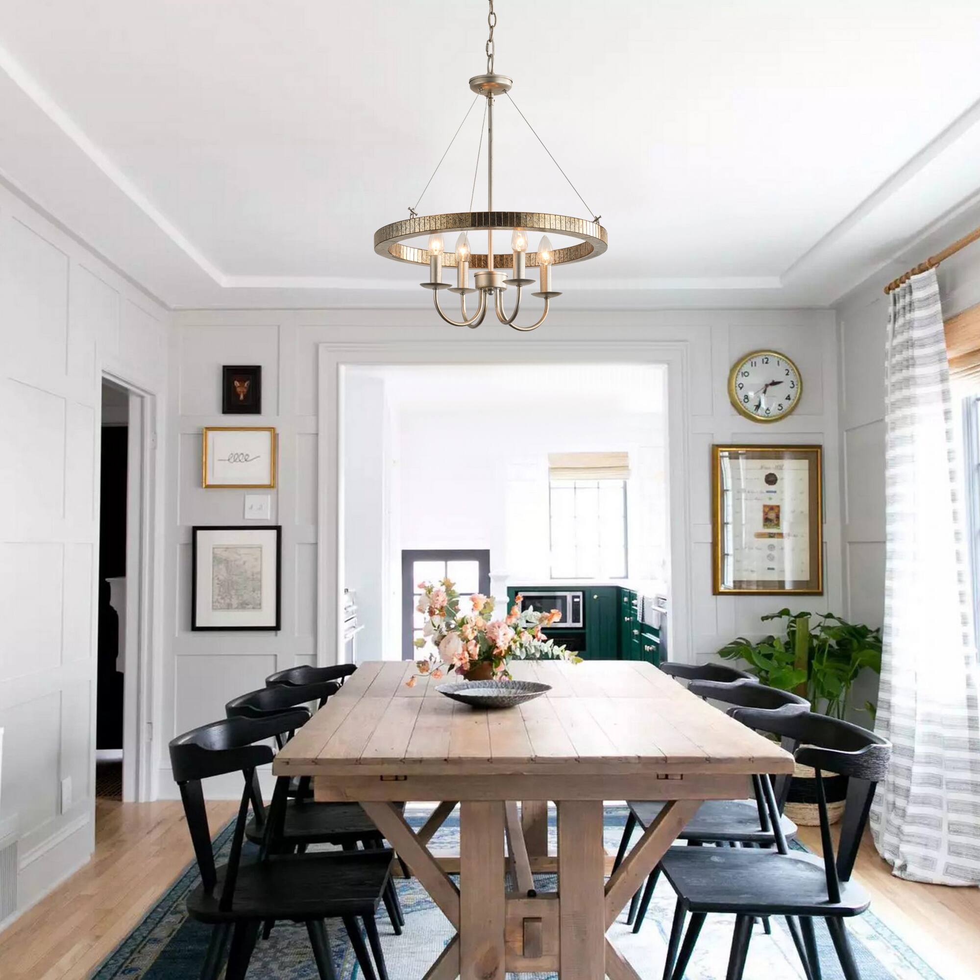 Alt View 1. Parrot Uncle - 19.7 in. 4-Light Brushed Nickel Wagon Wheel Candle Style Chandelier - Brushed Nickel.